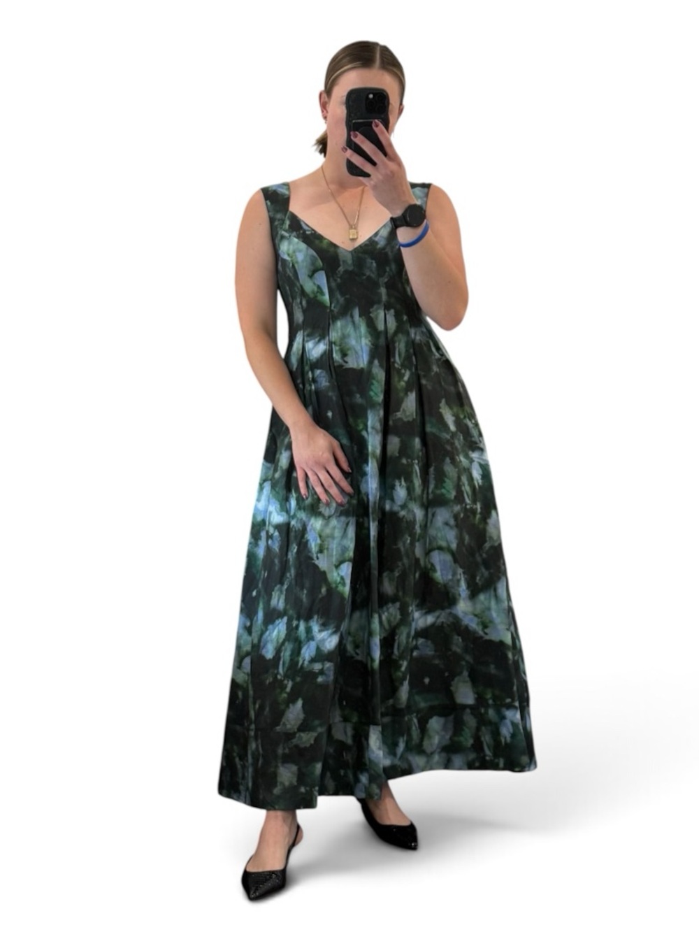 Chelsea28 Blue Aura Dye Watercolor Pleated Midi Dress Size M NWT Nordstrom